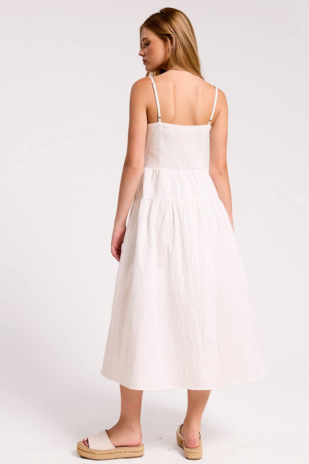 Marine Shell Embroidered Midi Dress