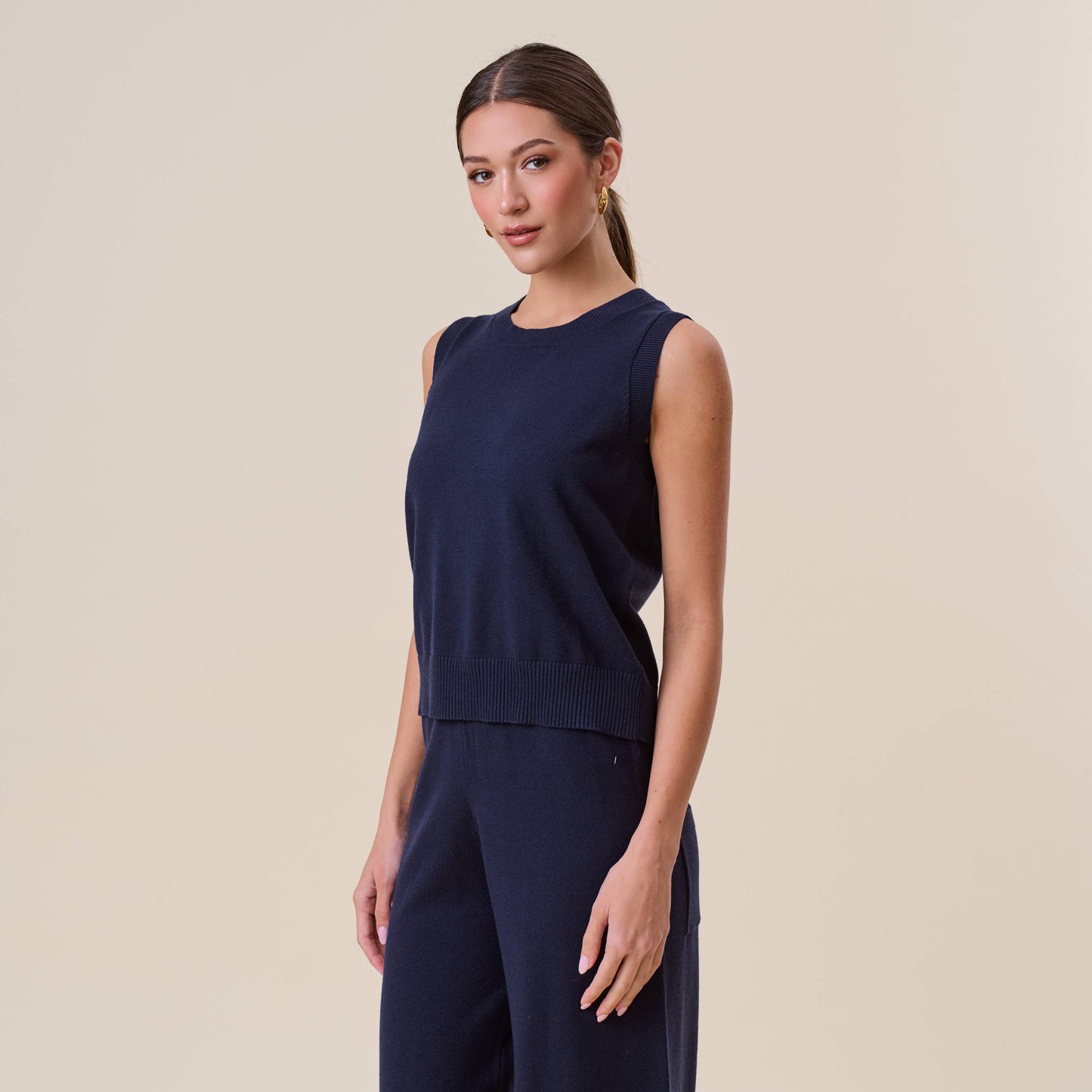 Open Tie Back Sleeveless Sweater Top