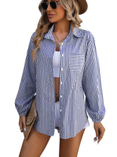 Load image into Gallery viewer, Vertical Striped Long Sleeve Button Down Top
