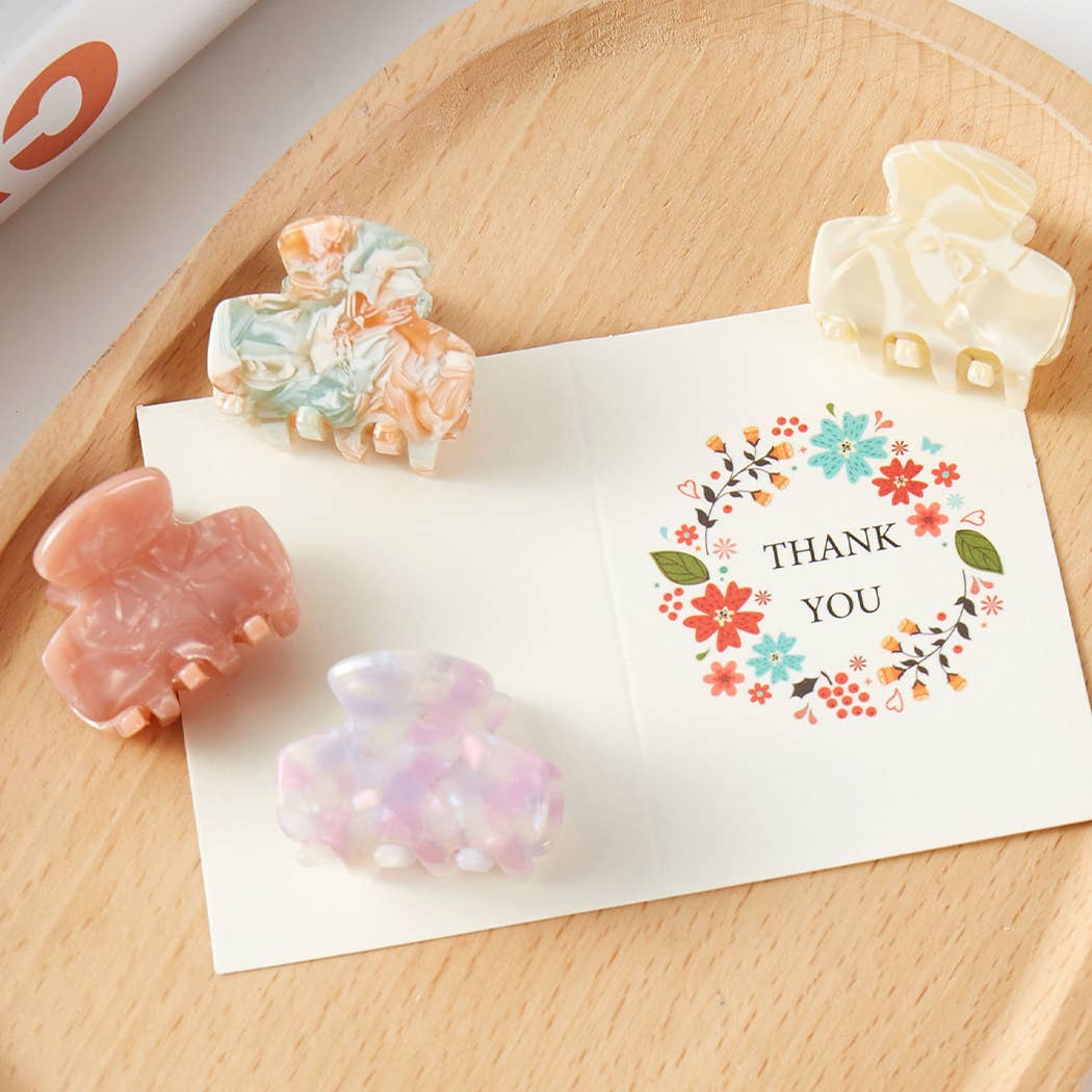 Hair Box Marble Texture Assorted Mini Claw Hair Clip Set