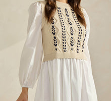 Load image into Gallery viewer, Sweater Poplin Combo Mini Dress
