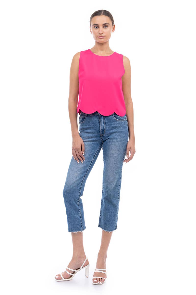 Scalloped Hem Sleeveless Top