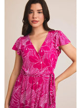 Load image into Gallery viewer, Faux Wrap Wide Side Tie Ruffle Dress

