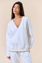 Load image into Gallery viewer, V-Neck Varsity Trim Sweatshirt
