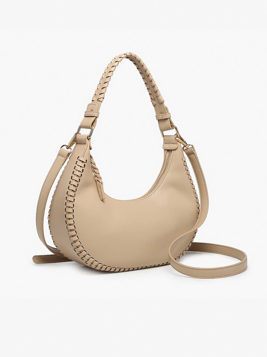 Aria Whipstitch Crescent Shoulder Bag