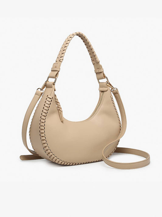 Aria Whipstitch Crescent Shoulder Bag