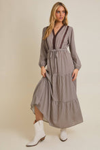Load image into Gallery viewer, Check Print Lace Trim Maxi Dress
