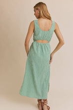 Load image into Gallery viewer, Green Striped Sleeveless Elastic Waist Maxi Dress
