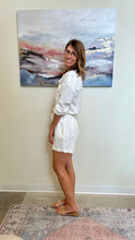 Load image into Gallery viewer, Linen Blend Long Sleeve Collared Shirt Romper
