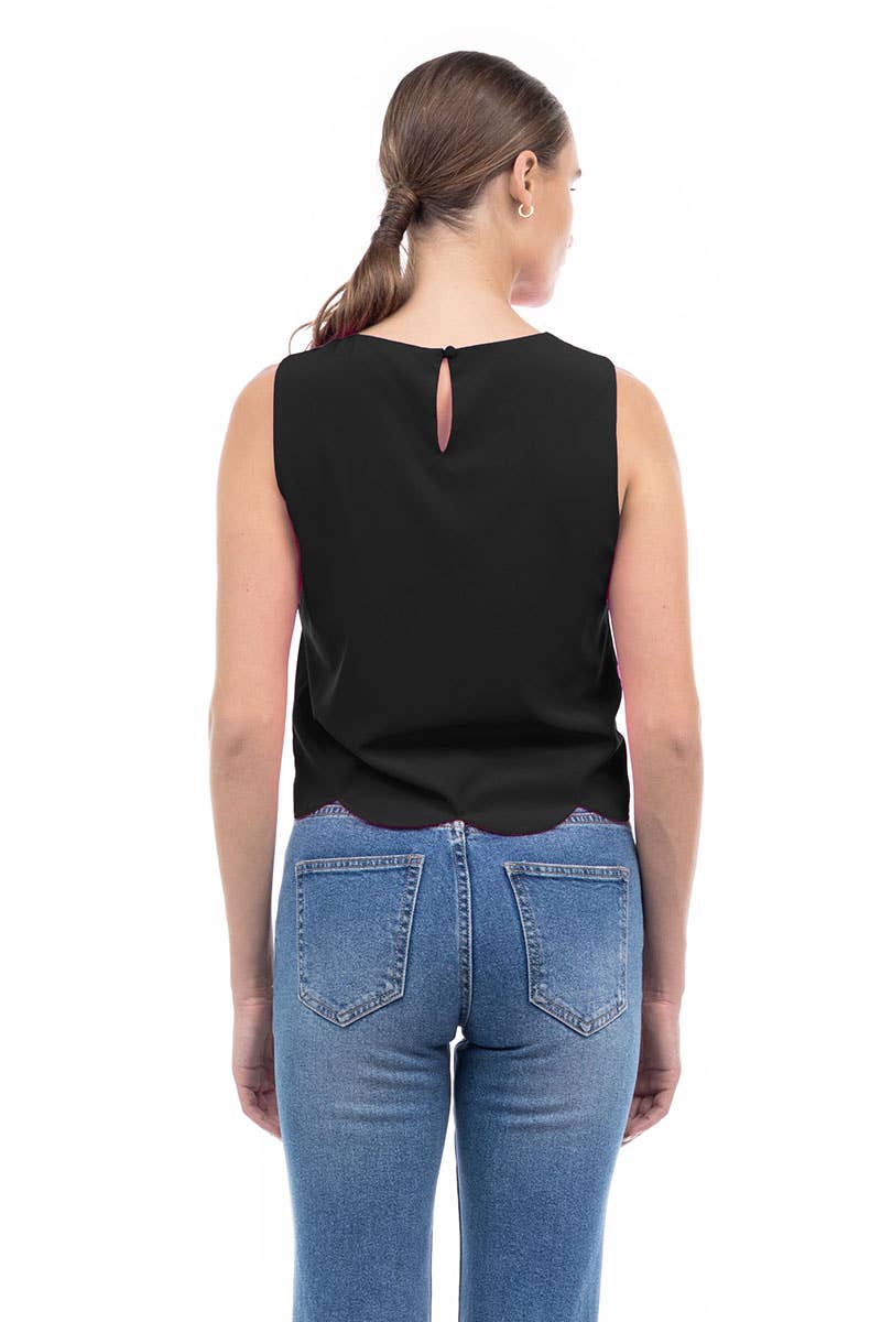 Scalloped Hem Sleeveless Top