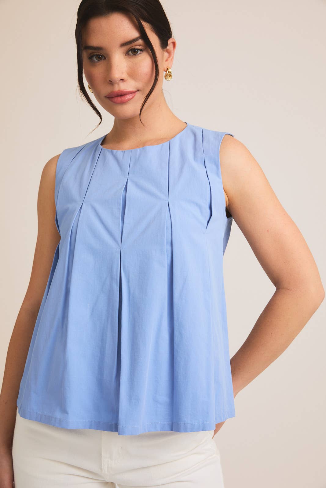 Sleeveless Pleated Top