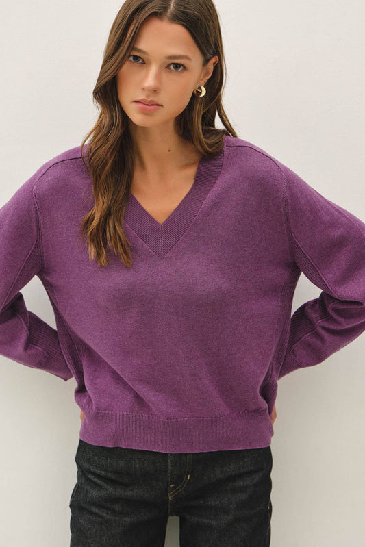 Wool Blend V-Neck Loose Fit Sweater