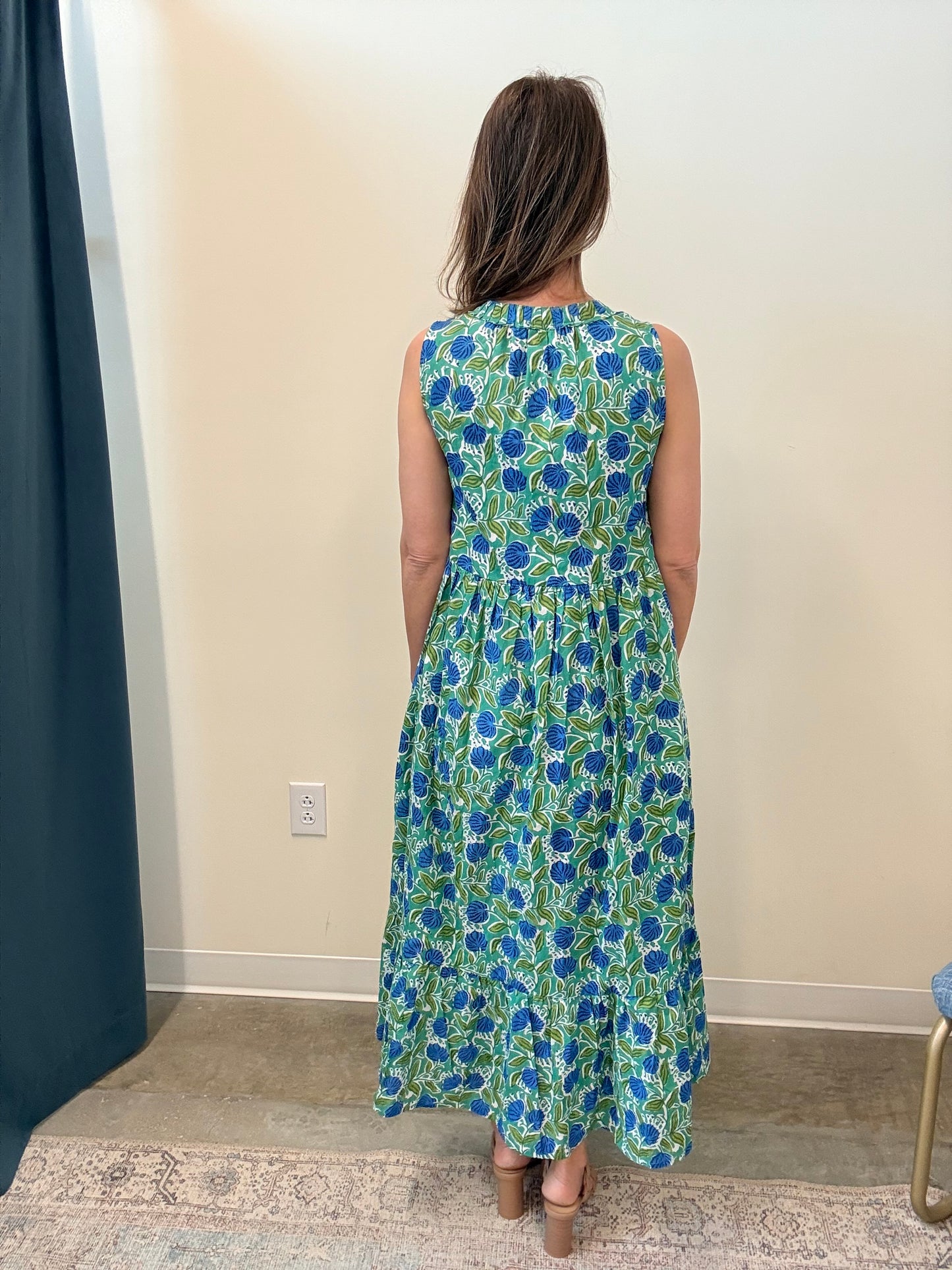 The Celia Dress- Green/Blue