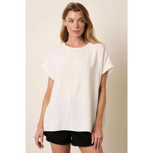 Round Neck Dolman Short Sleeve Top