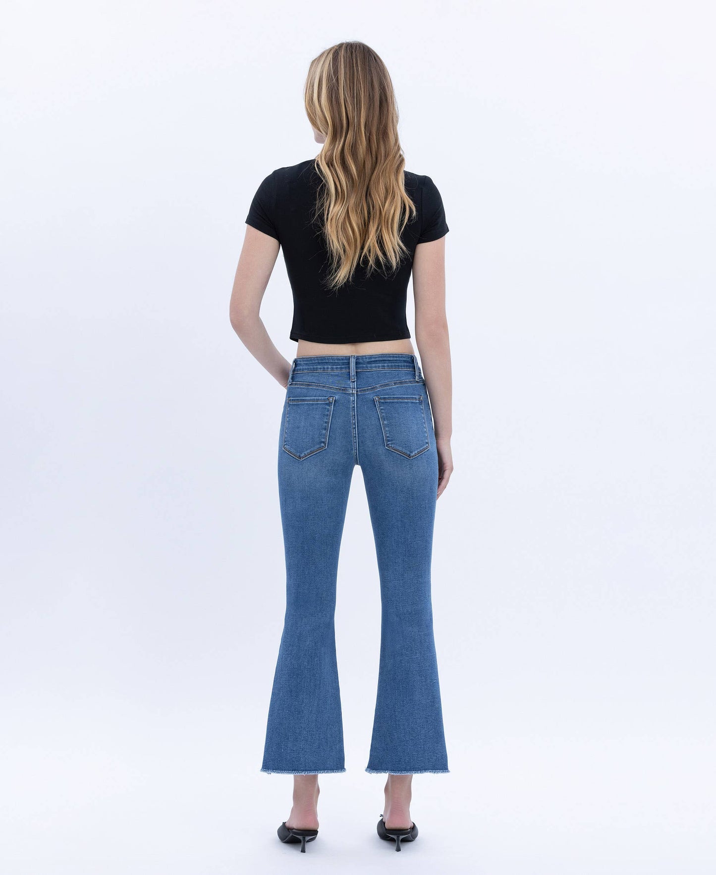 Alison Mid Rise Step Hem Crop Flare