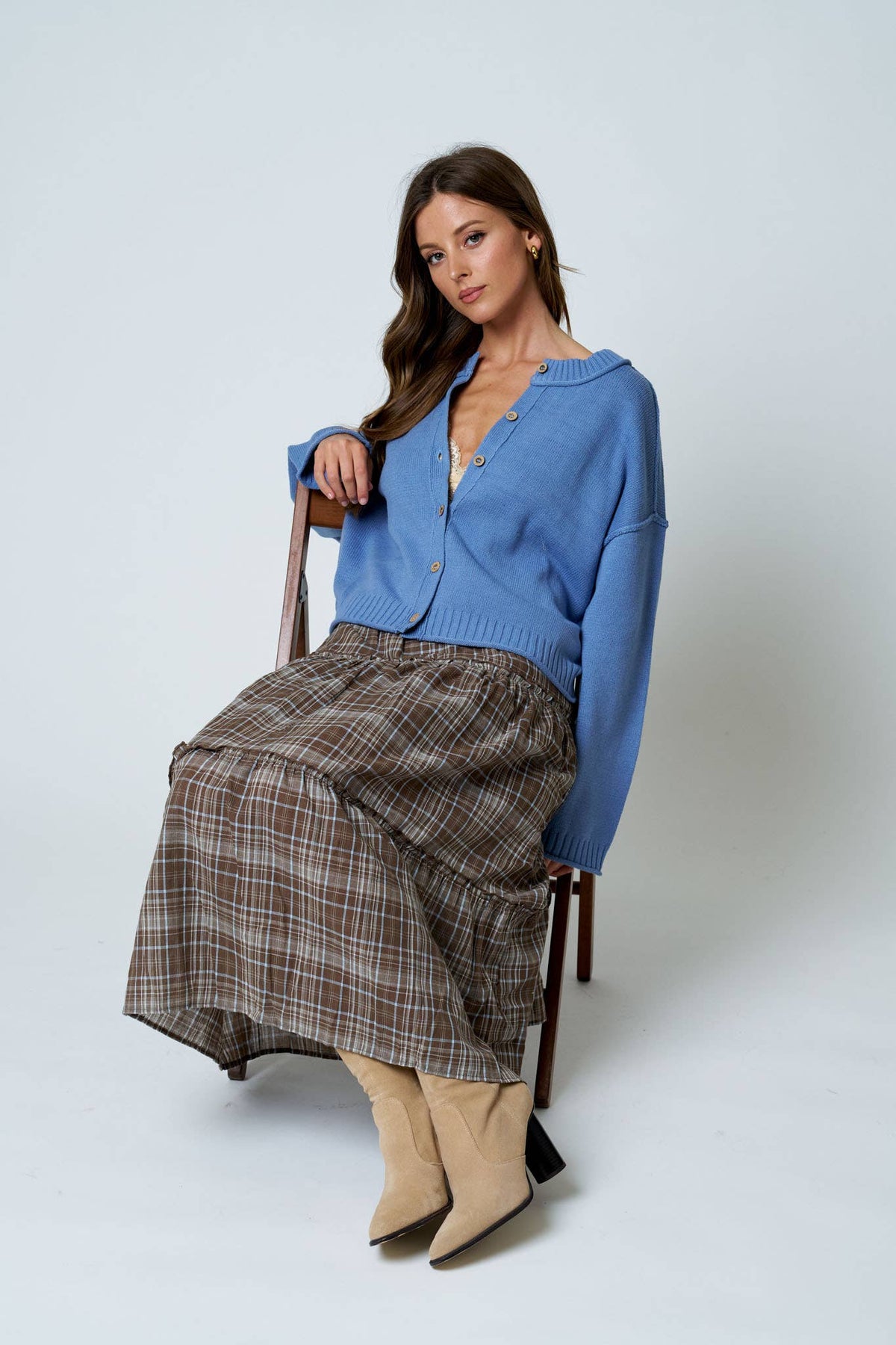 Raw Edge Button Down Cardigan
