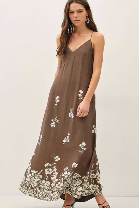Floral Printed Strappy Tie Maxi Dress