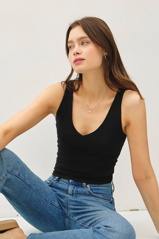 Full Length V-Neck Jersey Tank Top