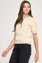 Load image into Gallery viewer, Scalloped Trim Short Sleeve Sweater Top
