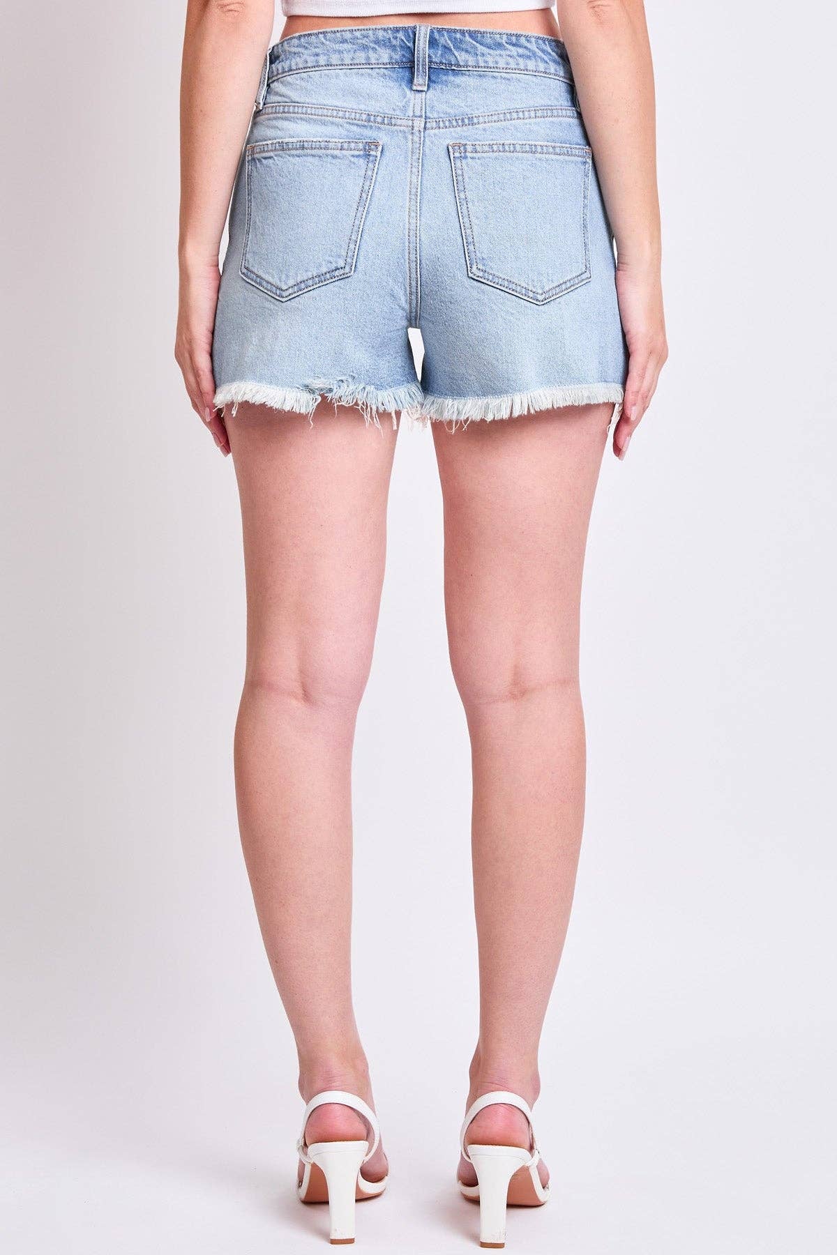 High Rise Fray Hem Shorts