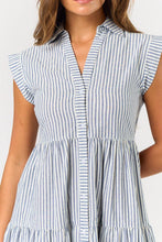 Load image into Gallery viewer, Striped Button Down Ruffle Mini Dress
