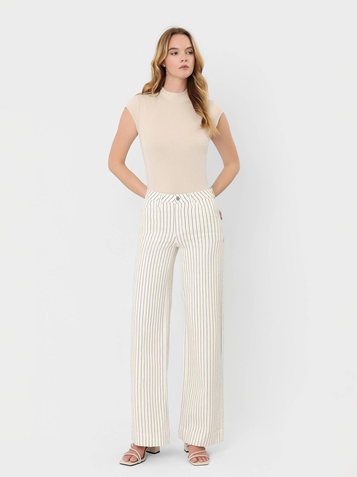 Olivia High Rise Striped Wide Leg Jeans