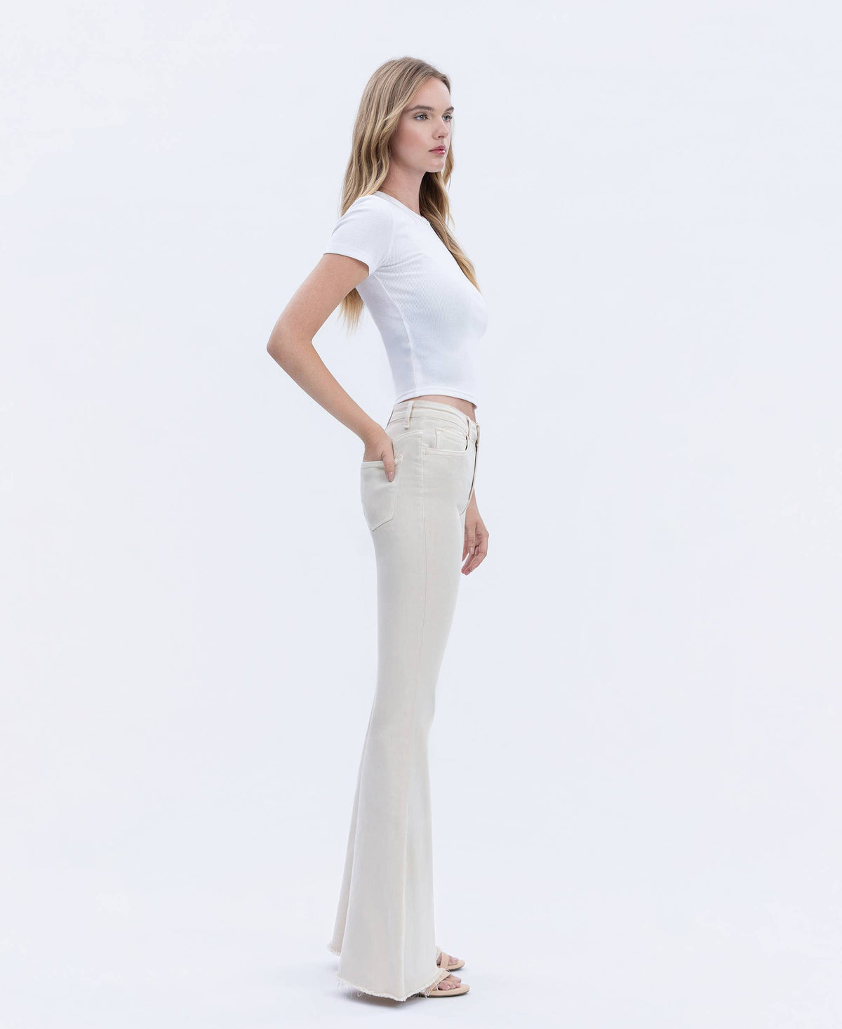 Bella High Rise Raw Hem Super Flare Jeans