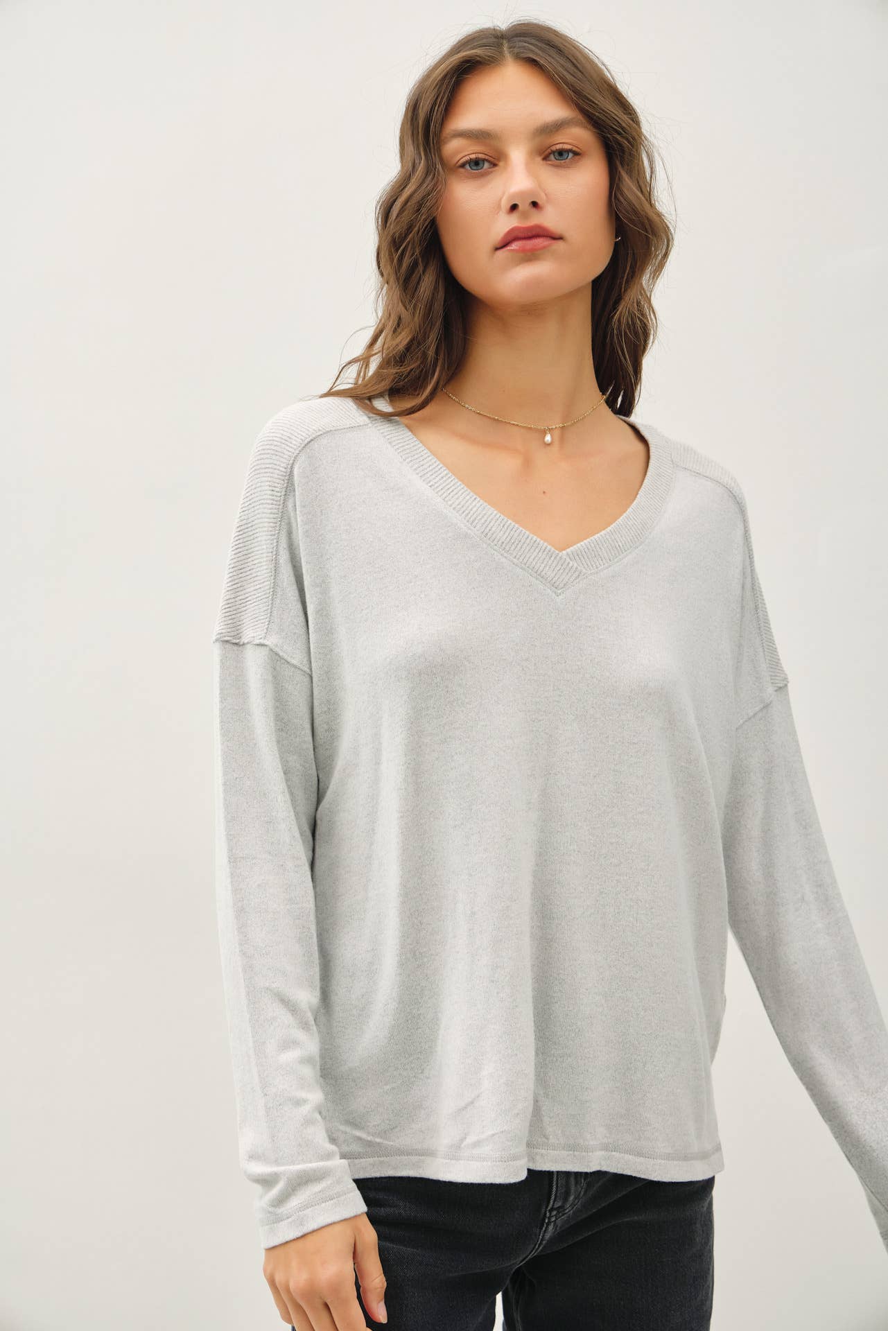 Raised Hems Long Sleeve Top