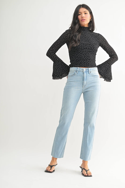 Cut Off Cropped Straight Leg Jeans