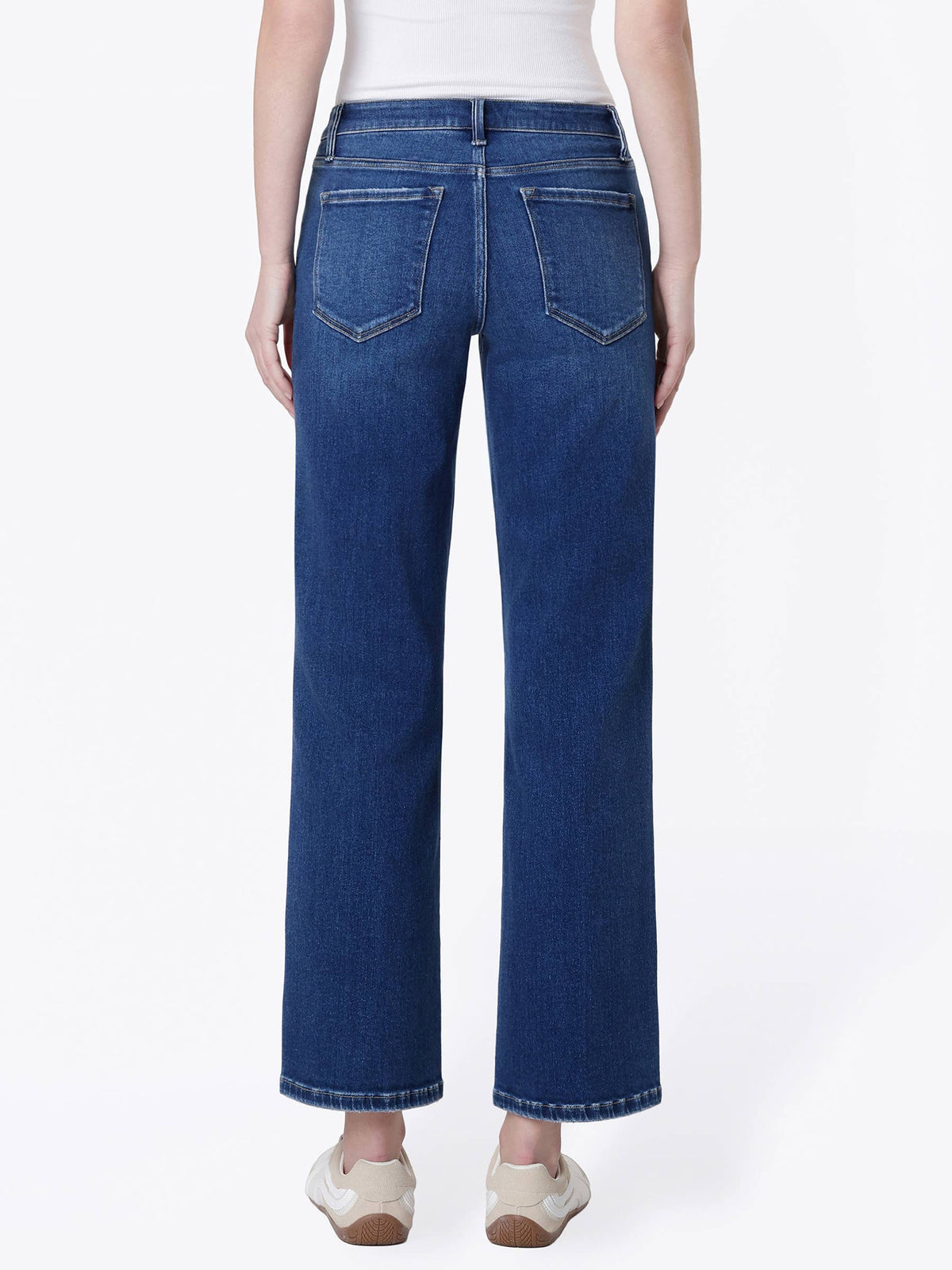 Mid Rise Dark Wash Ankle Slim Wide Jeans