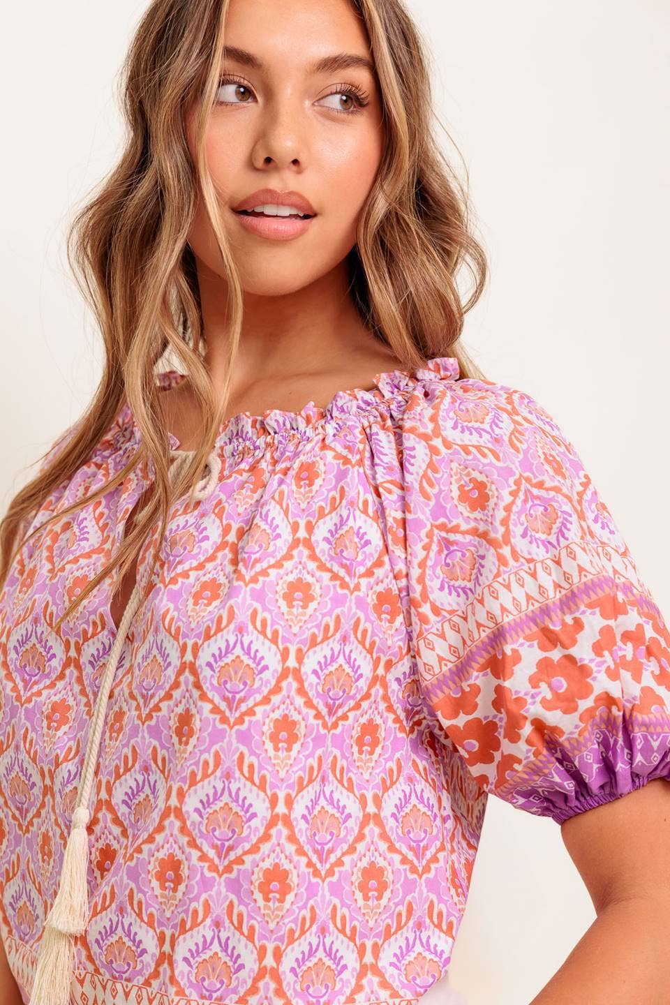 Boho Tassel Tie Front Top