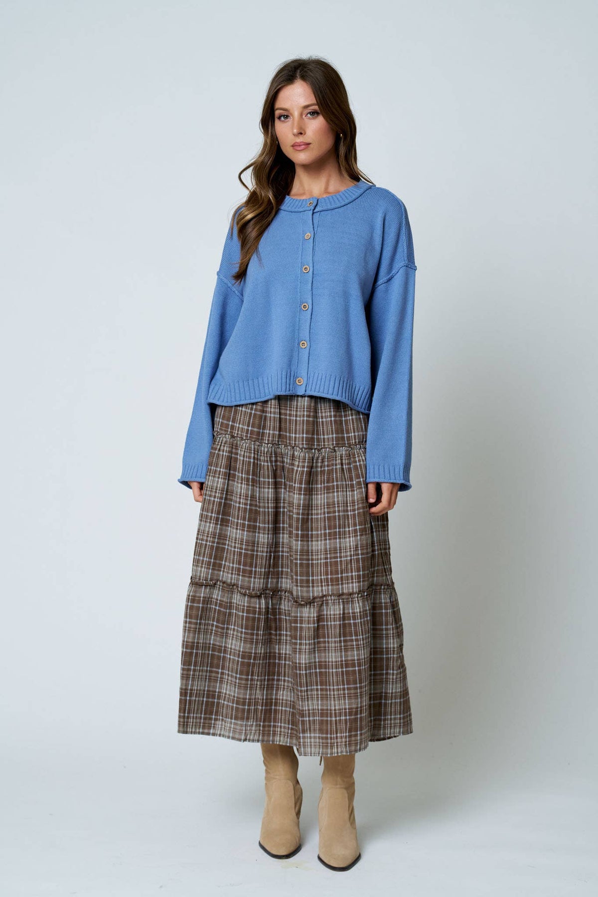 Raw Edge Button Down Cardigan