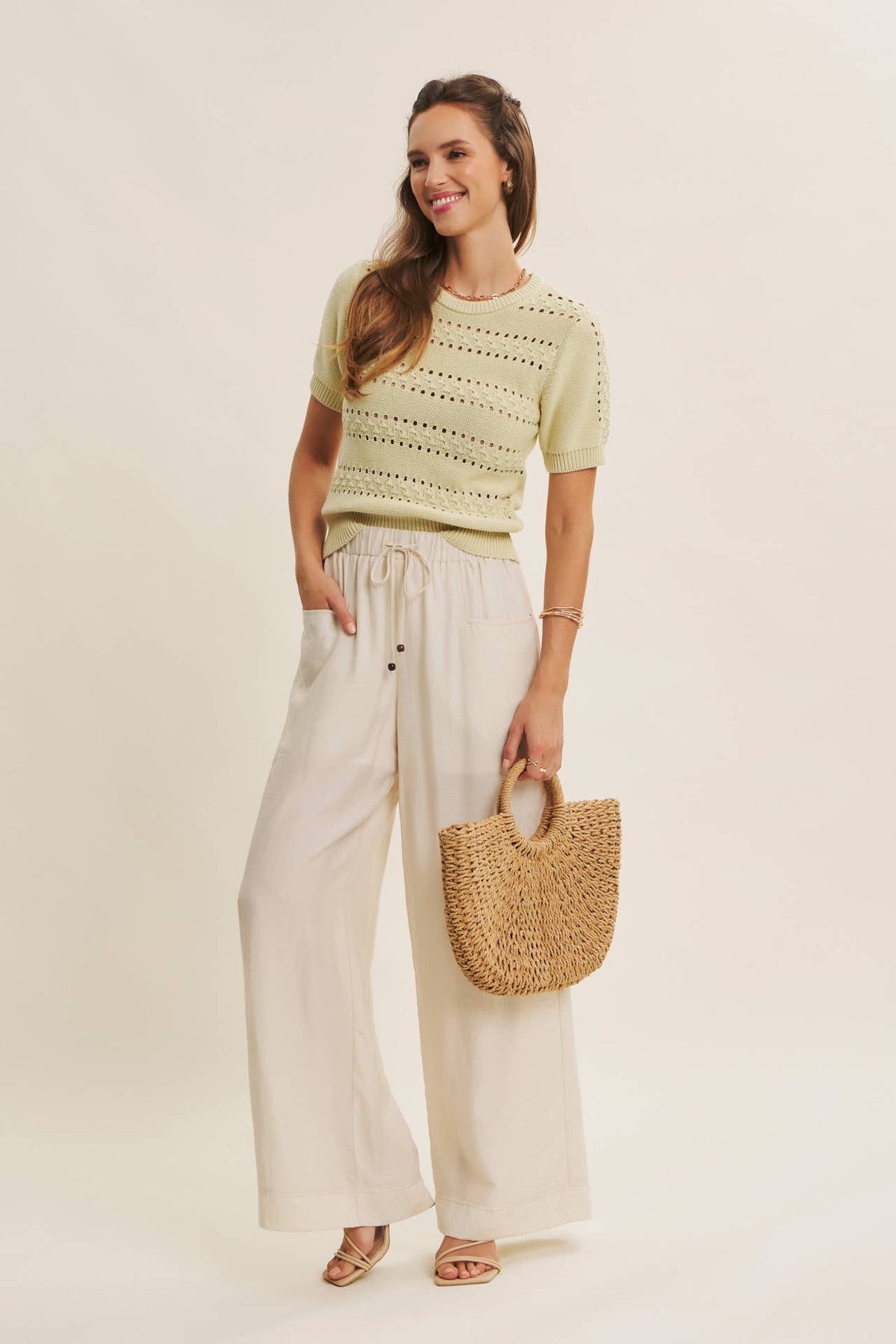 Pointelle Cotton Sweater Top