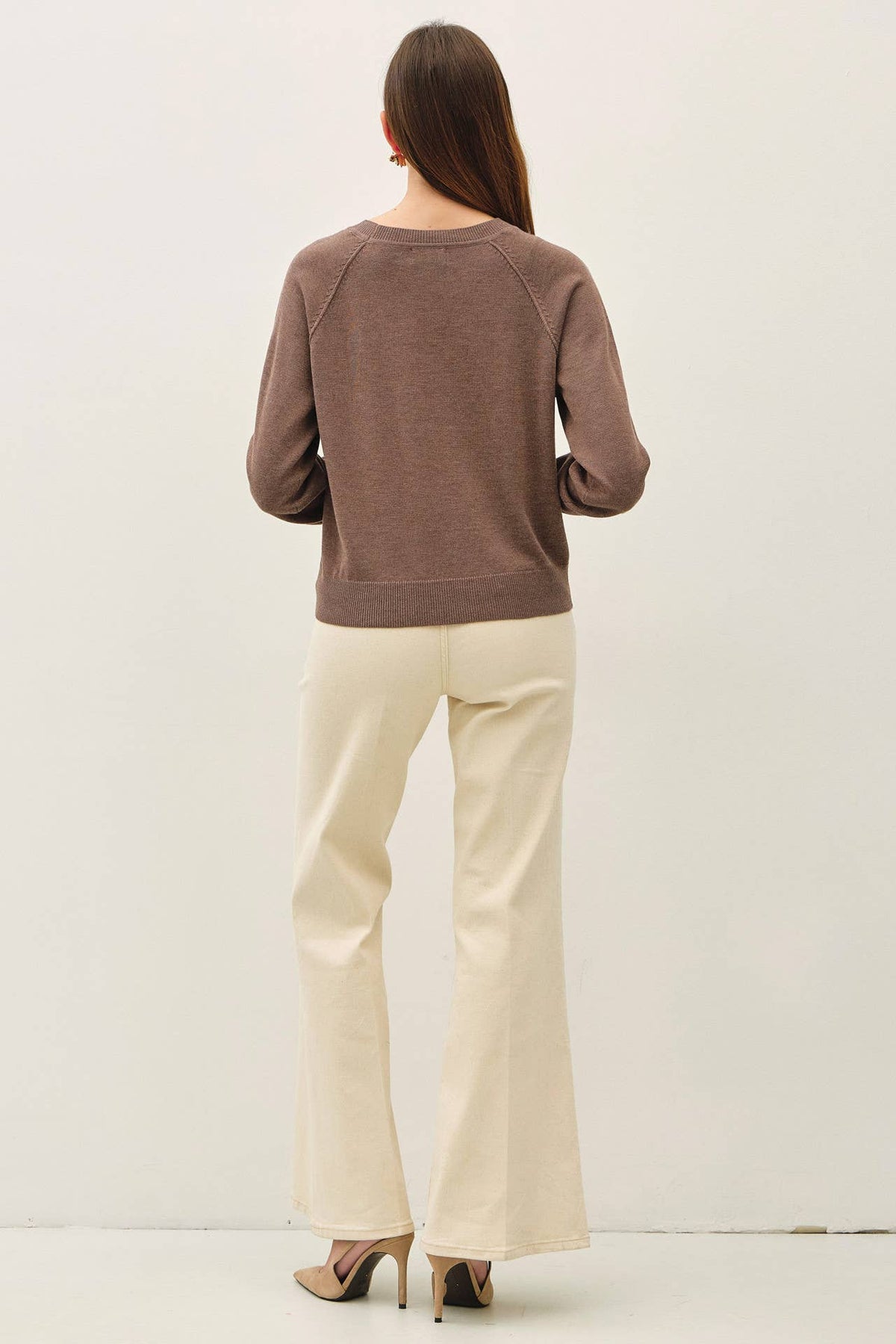 Wool Blend Raglan Loose Fit Sweater