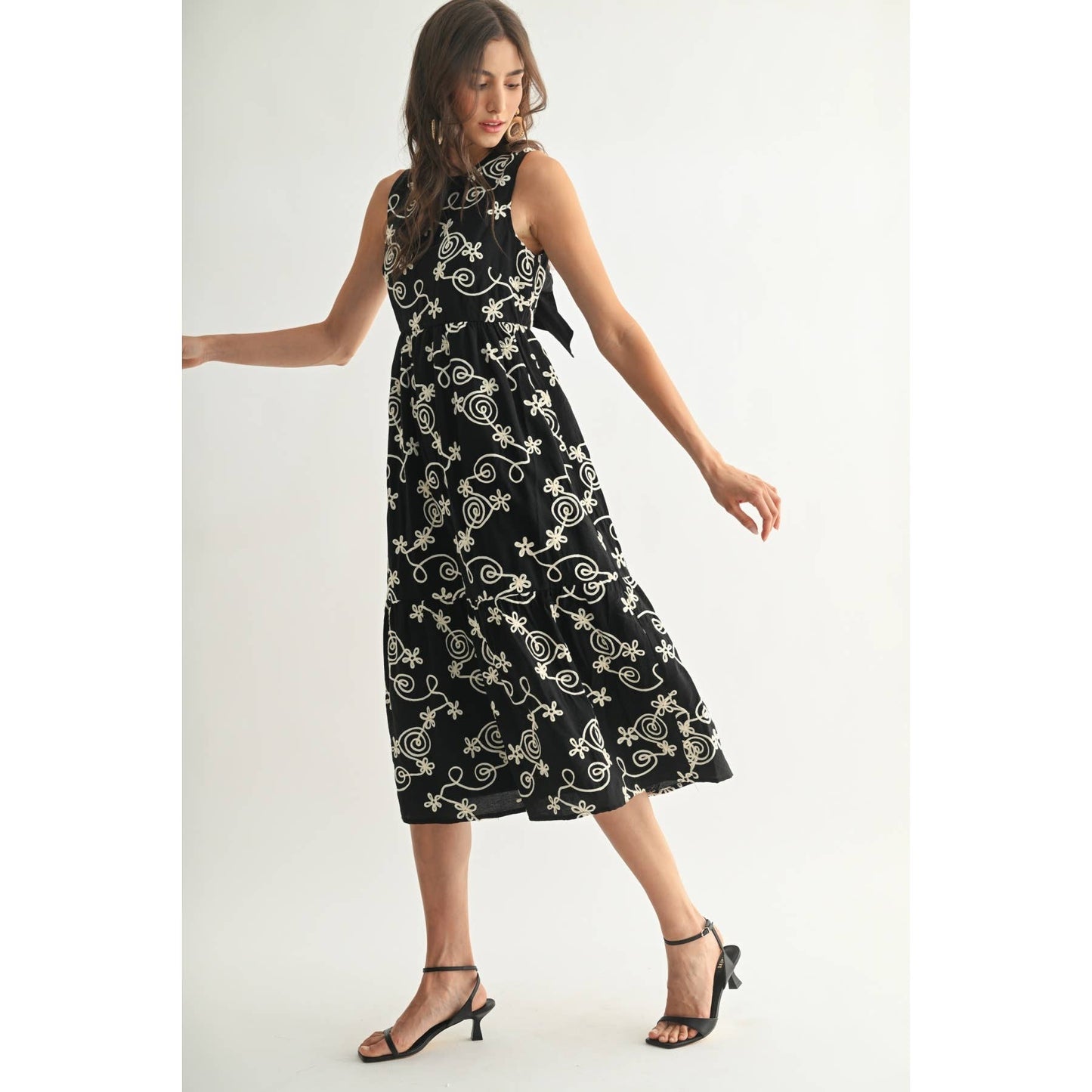 Embroidered Black Dress