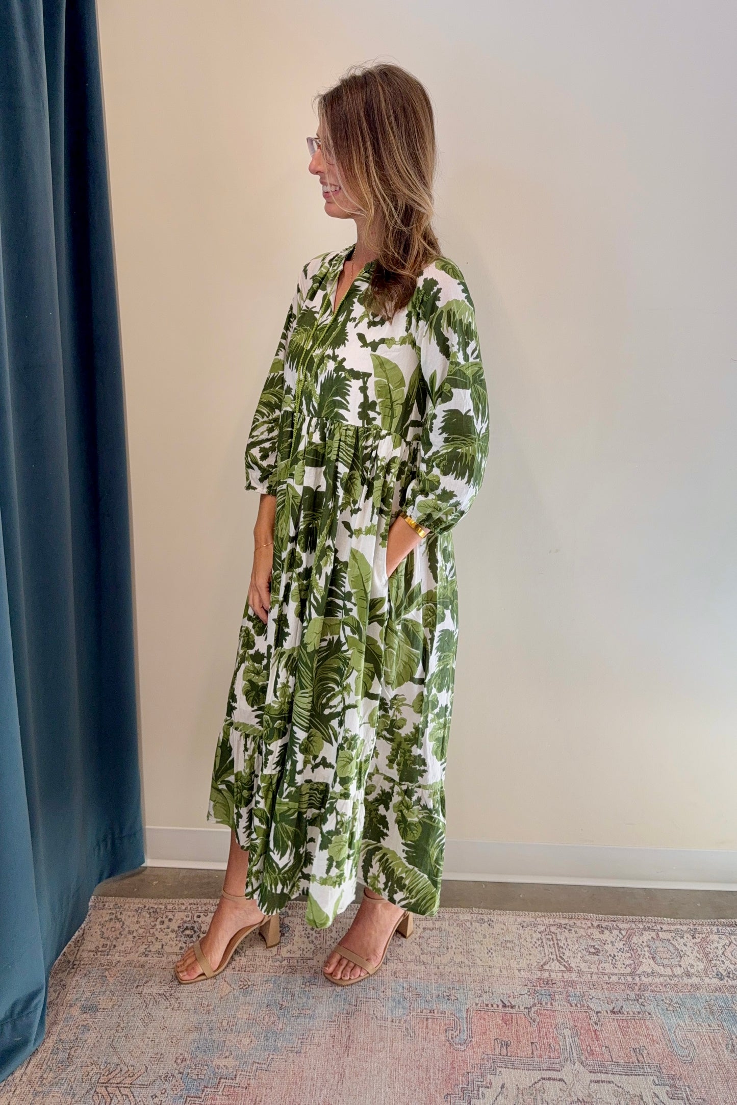 The Ann Dress- Green Palms