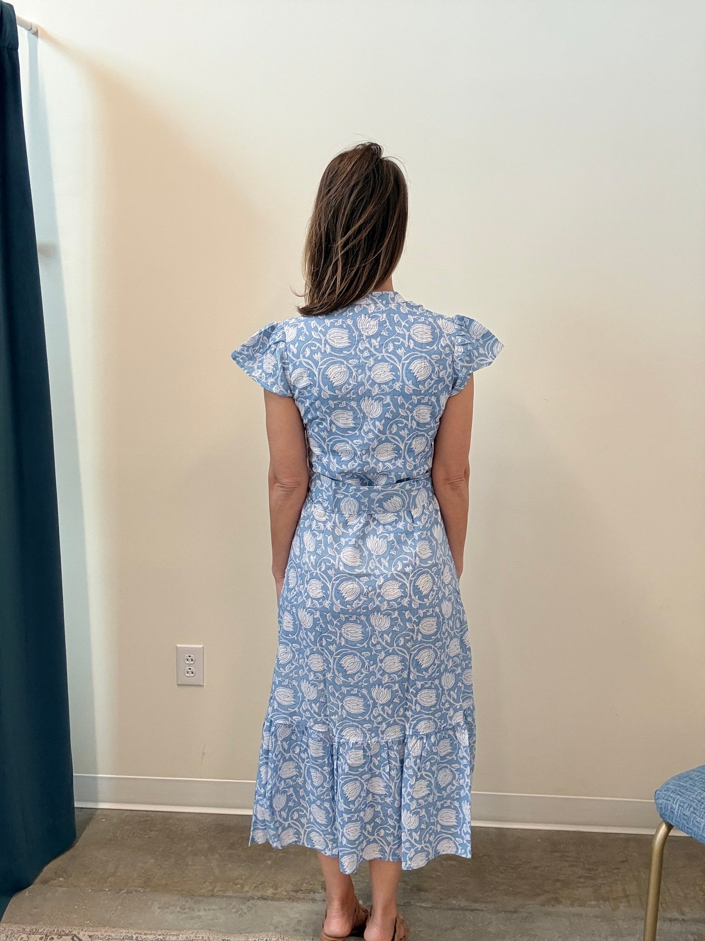 The Juna Dress- Soft Blue Floral