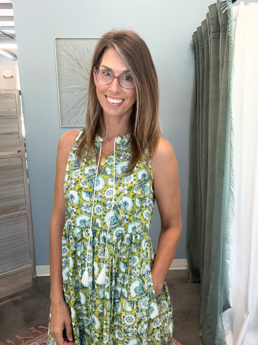 The Celia Dress- Chartreuse Garden