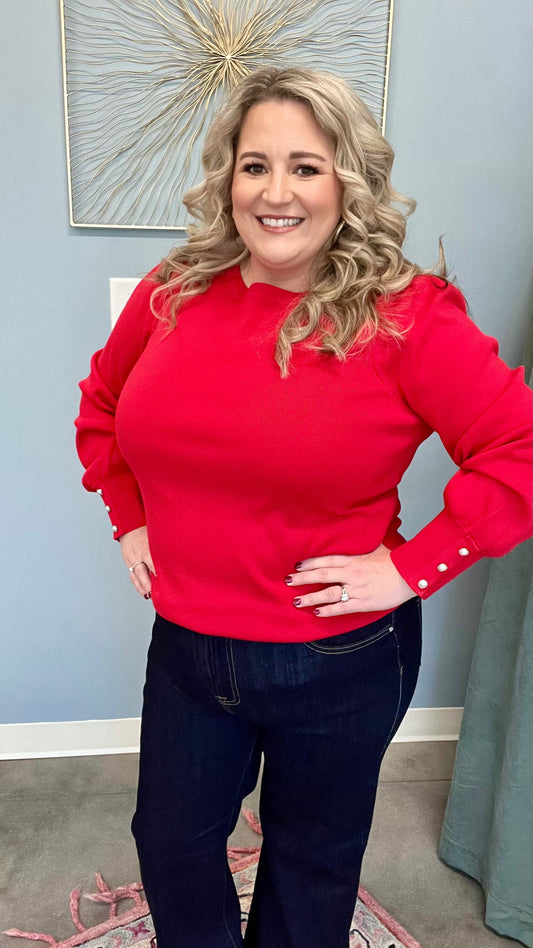 Jewel Button Wrist Sweater