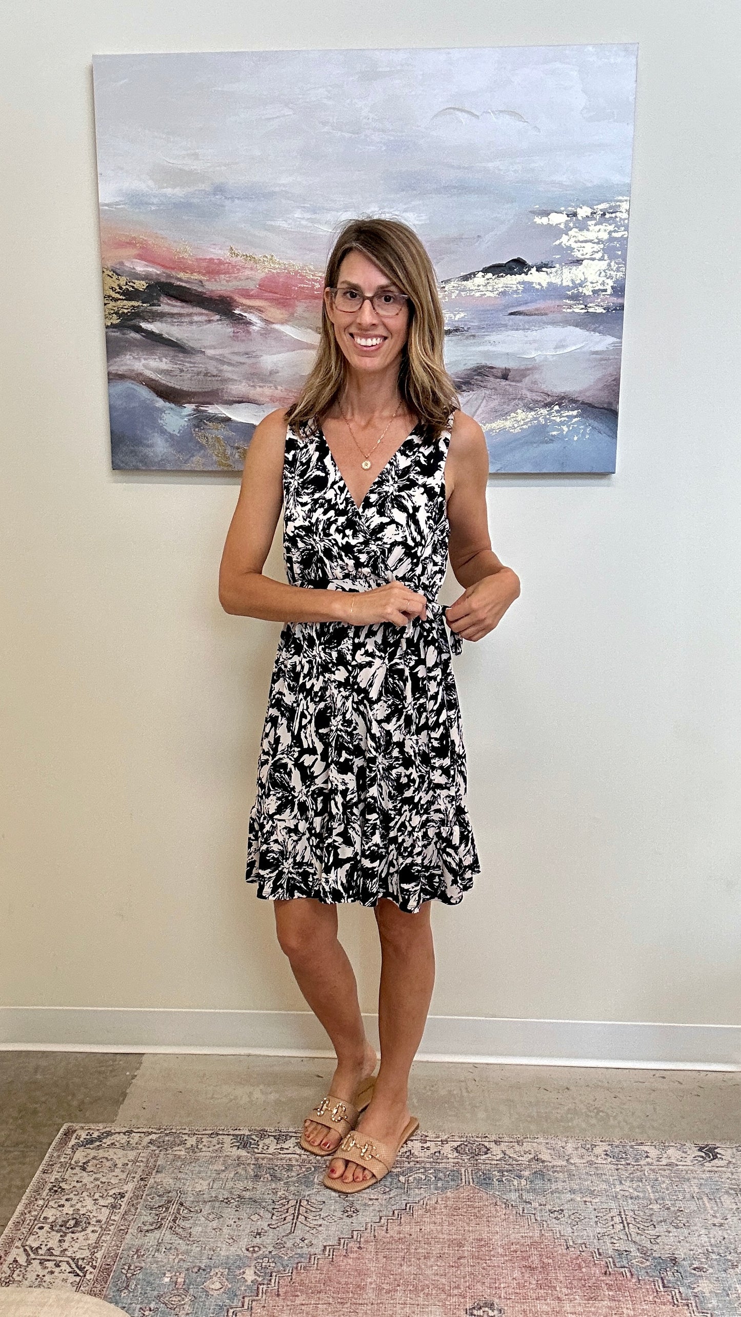 Sleeveless Wrap Front Side Tie Mini Dress