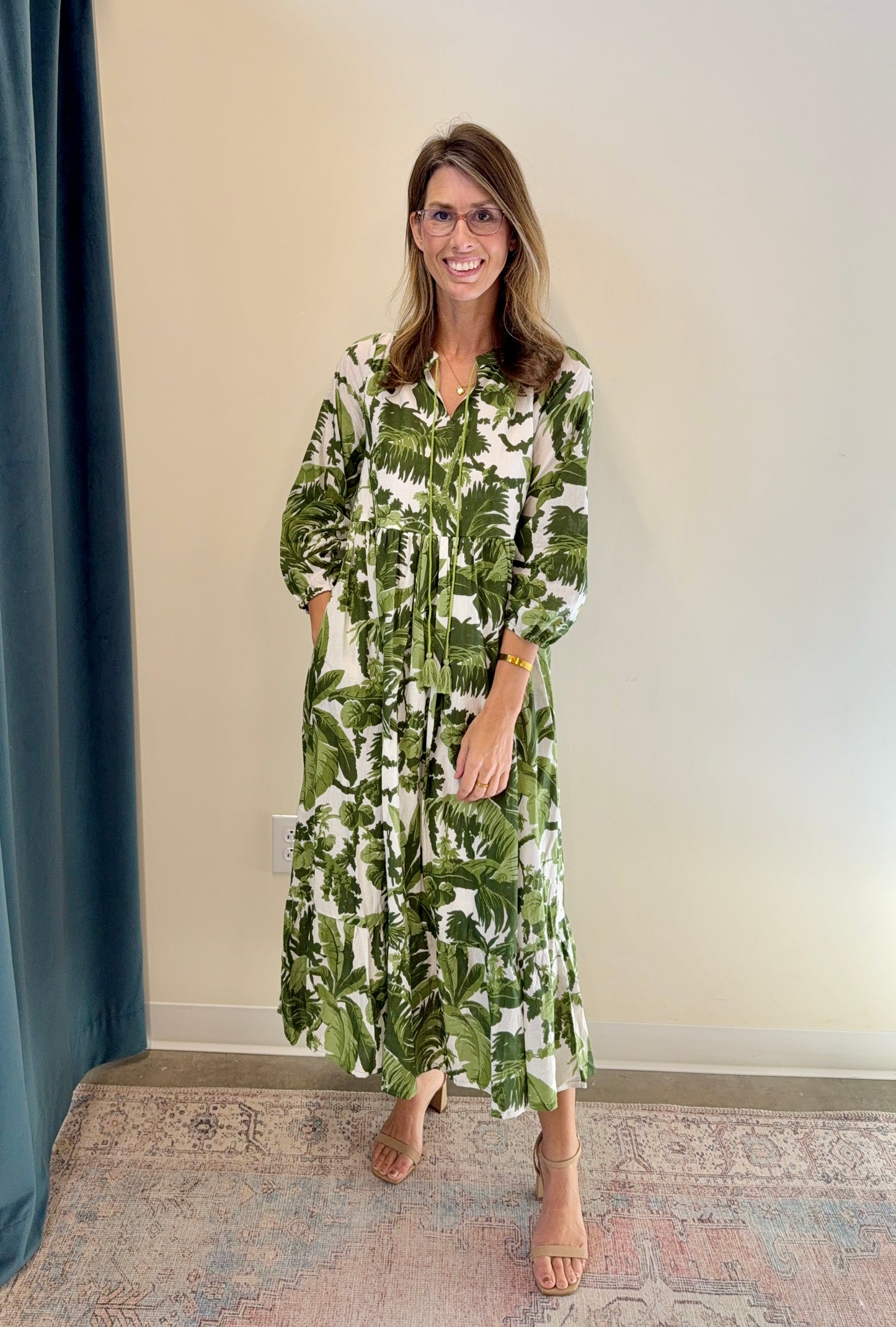 The Ann Dress- Green Palms