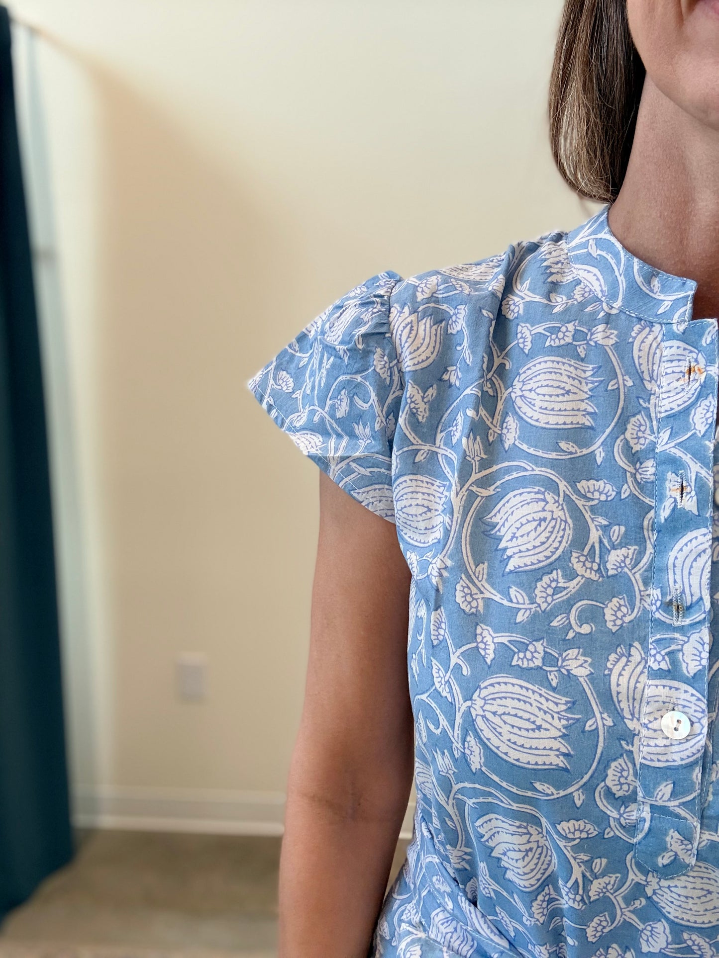 The Juna Dress- Soft Blue Floral