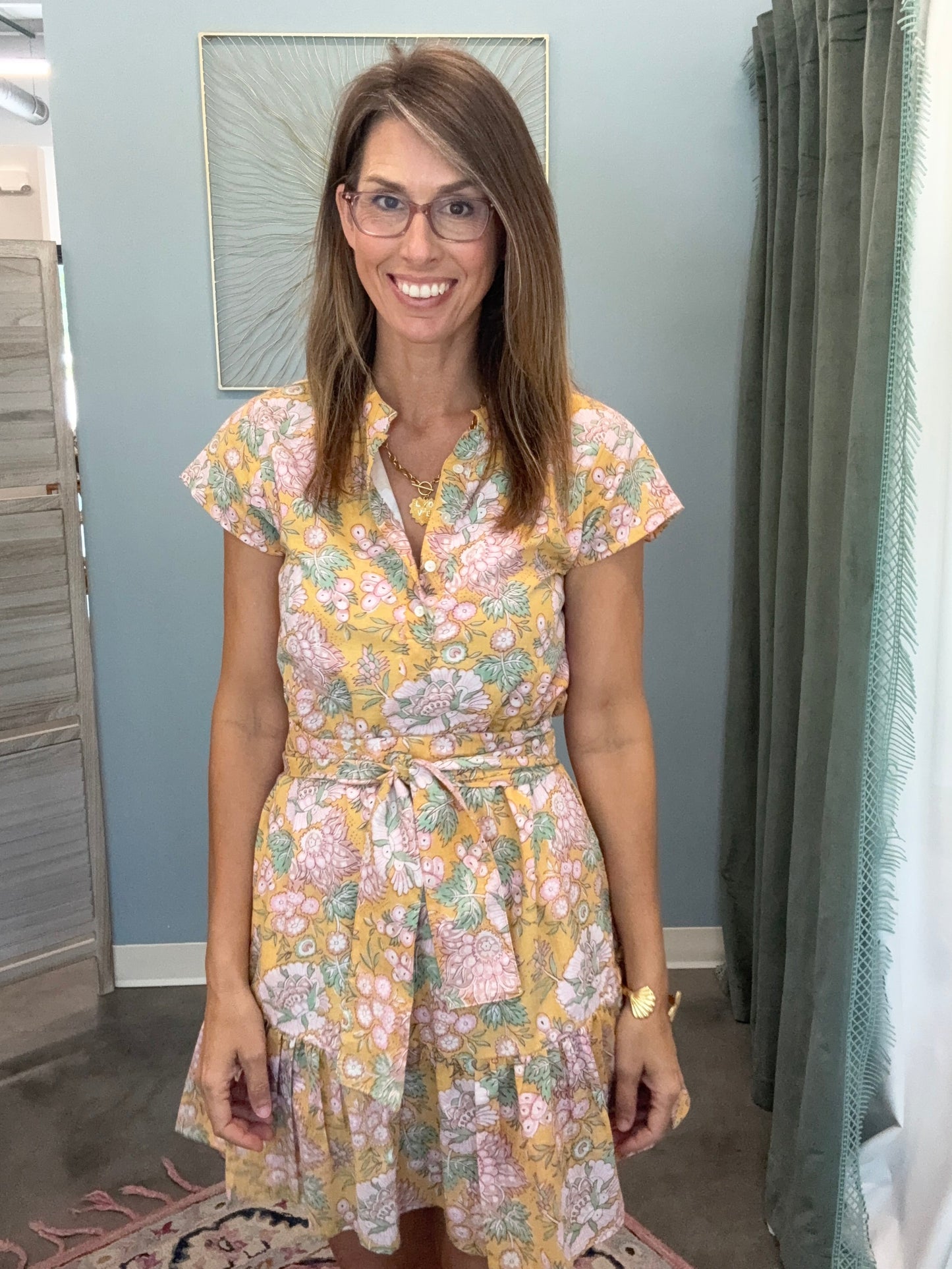 The Juna Mini Dress- Golden Lotus