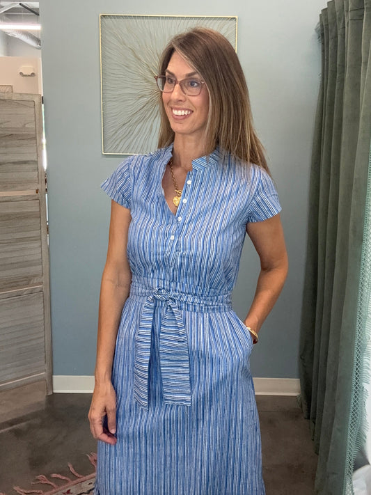 The Juna Dress- Cornflower Stripes