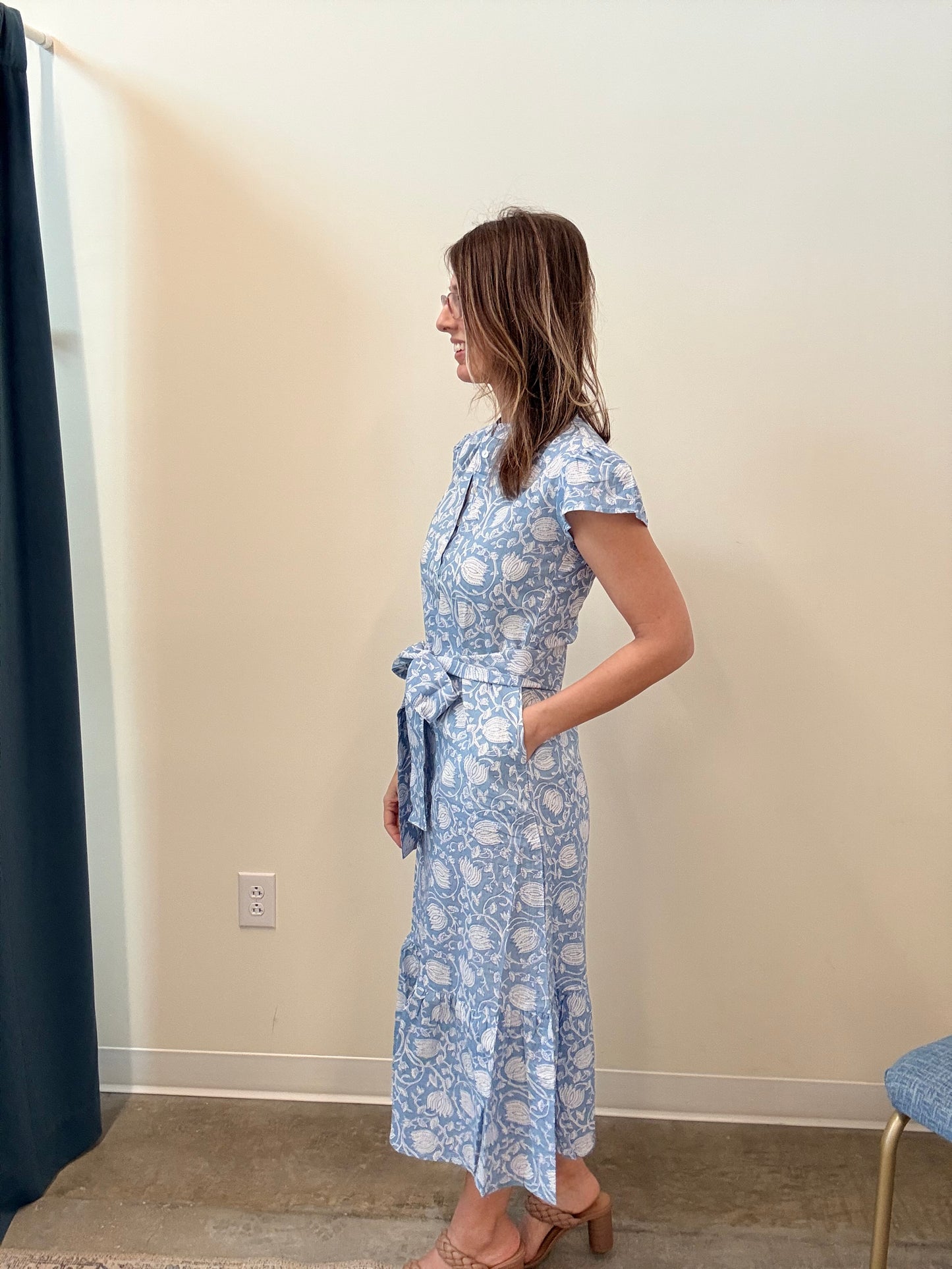 The Juna Dress- Soft Blue Floral