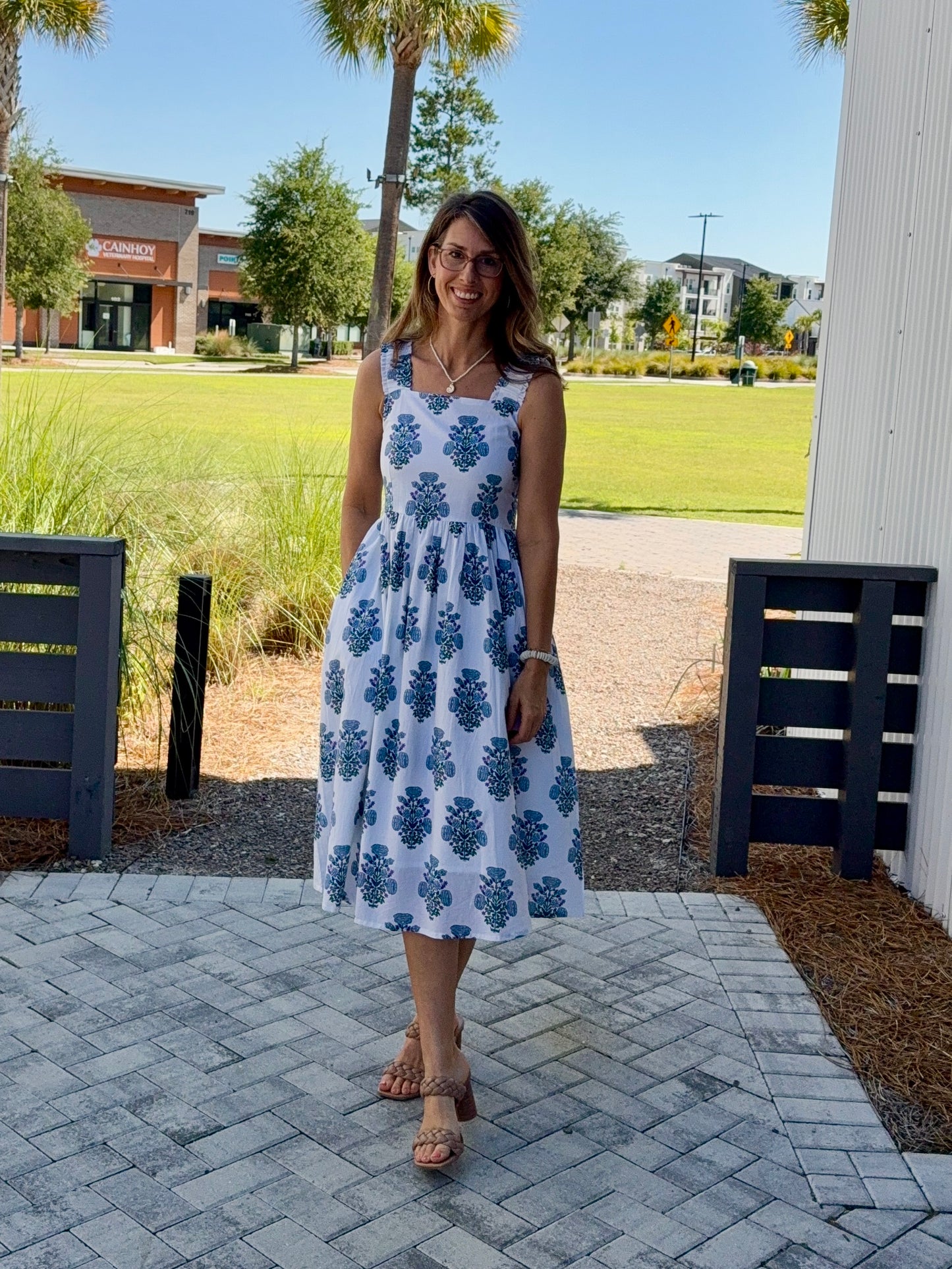 The Clara Dress- Indigo Bloom