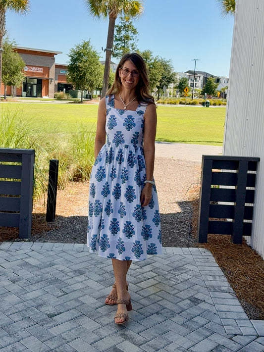 The Clara Dress- Indigo Bloom
