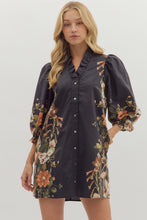 Load image into Gallery viewer, Floral Sides Puff Sleeve Shirt Dress
