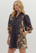 Load image into Gallery viewer, Floral Sides Puff Sleeve Shirt Dress
