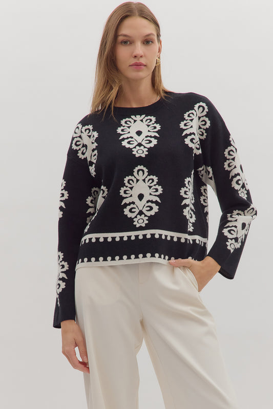 Appliqué Print Long Sleeve Top